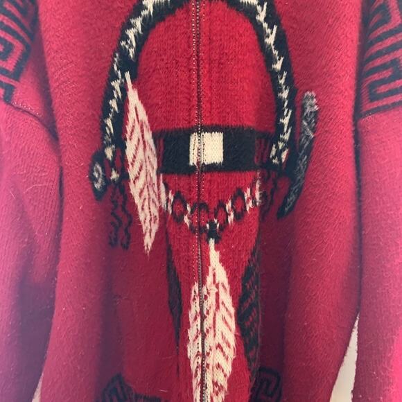Vintage  wool sweater coat w hood dream catcher full zip in Sz Xl! - Picture 4 of 10